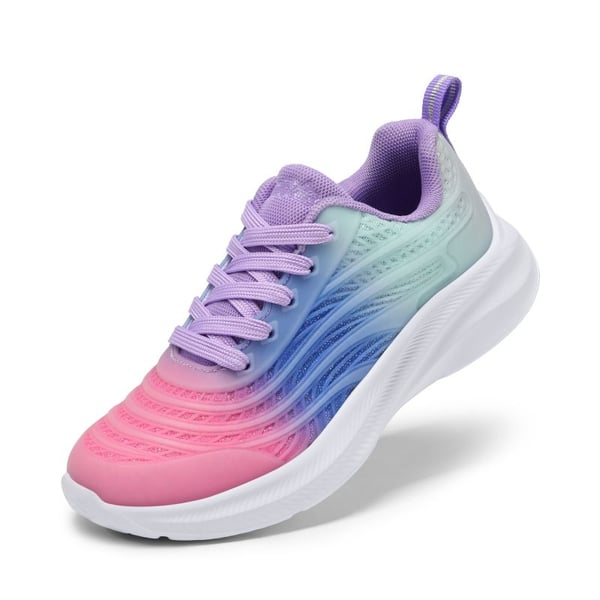 [Sparkle Glitter] Kids Lace-up Running Sneakers - PINK BLUE LIGHT GREEN -  0